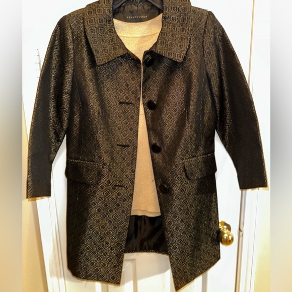 Apostrophe Elegant Black and Gold Patterned Blazer - Picture 1 of 3
